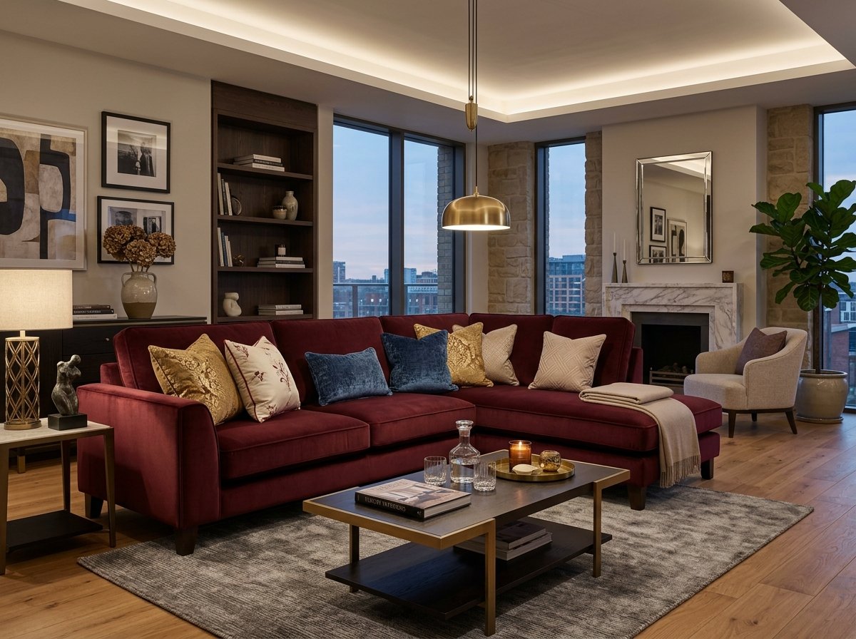 Modern Maroon Sofa